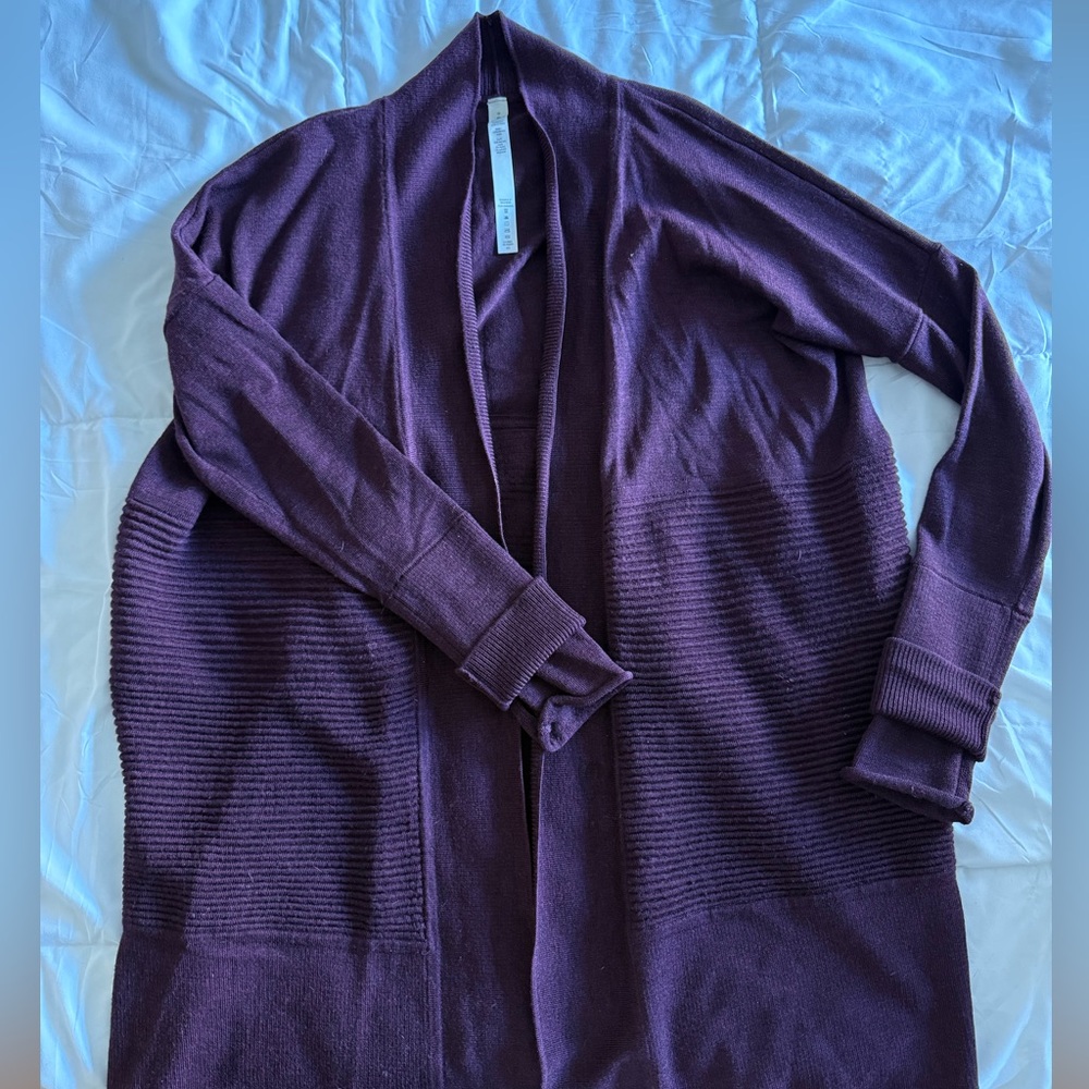 lululemon athletica Deep Plum Open-Front Ribbed Cardigan